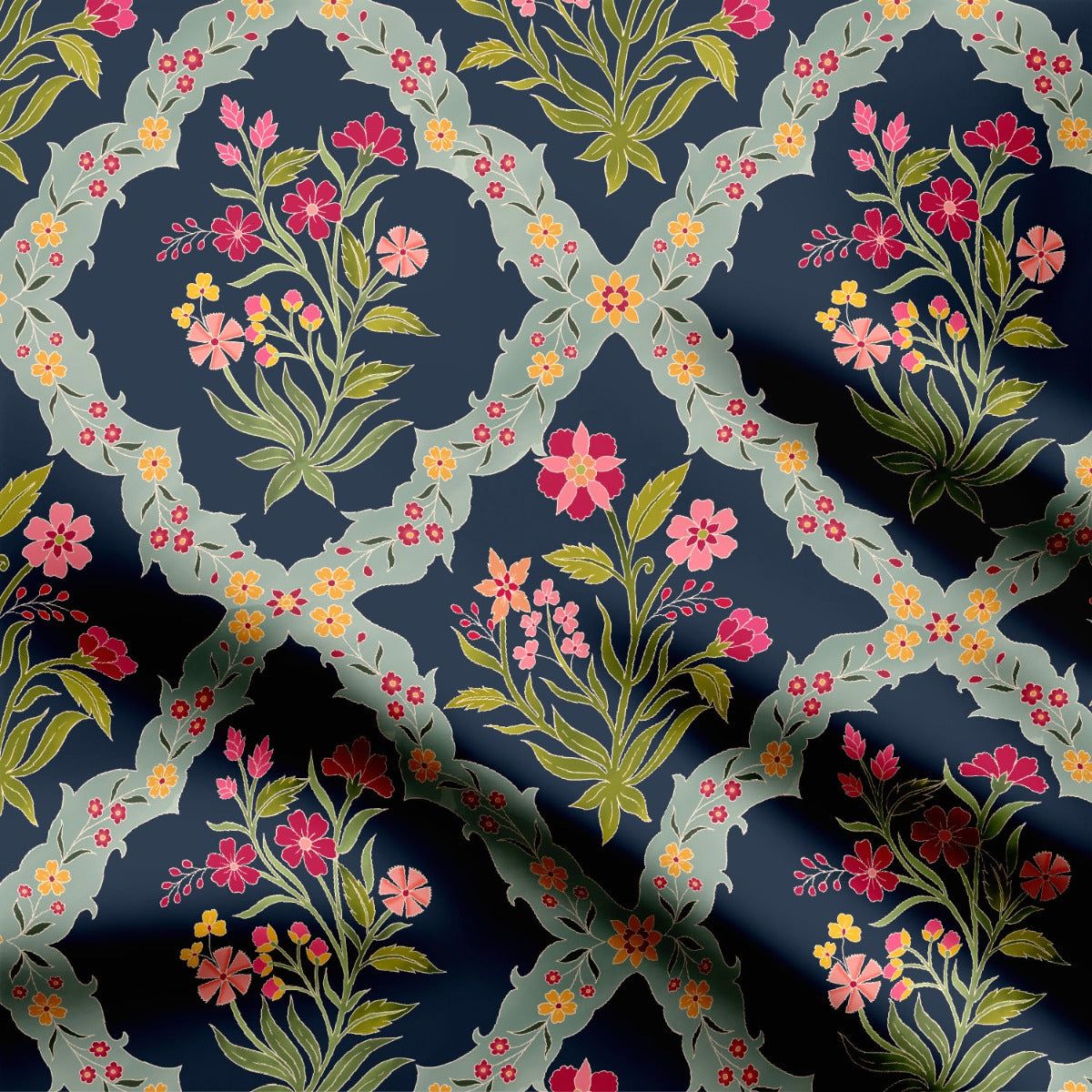 Floral bouquet Blue-Cotton