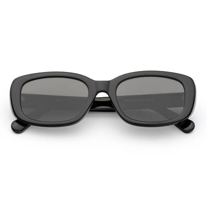 PERKEY 100% UV Protected Rectangle Sunglasses For Men and Women - PRKY0019-C1-Medium / Black / Black