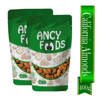 Ancy Almonds 400 Grams (200 Grams X 2) - Big Size Badam Dry fruit |Rich in Vitamins and Build Immunity | Nutritious and Dietary Fibre Almond with Crunchy Texture | Badam Nuts for Snacking, Ba