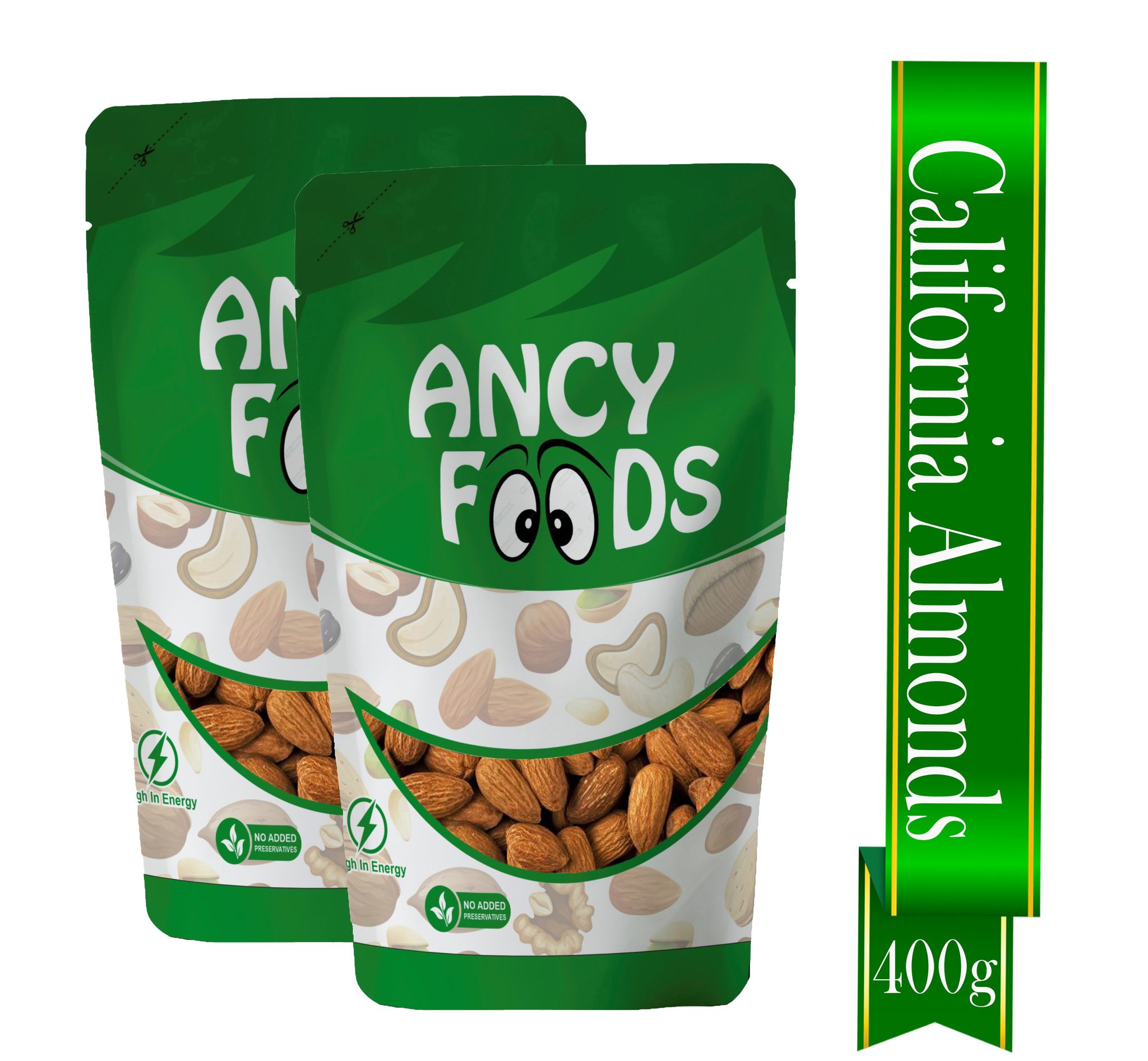 Ancy Almonds 400 Grams (200 Grams X 2) - Big Size Badam Dry fruit |Rich in Vitamins and Build Immunity | Nutritious and Dietary Fibre Almond with Crunchy Texture | Badam Nuts for Snacking, Ba