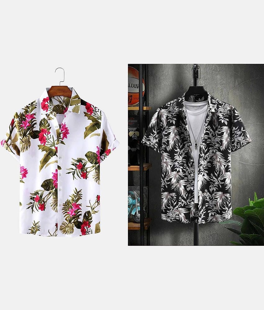 Qlonz store Elastane Regular Fit Solids Half Sleeves Men's Casual Shirt - Multi ( Pack of 2 )