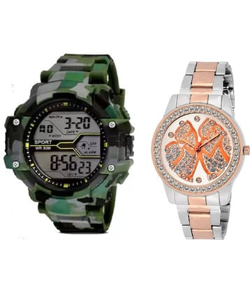 Cosmic - Multicolor PU Analog-Digital Couple's Watch