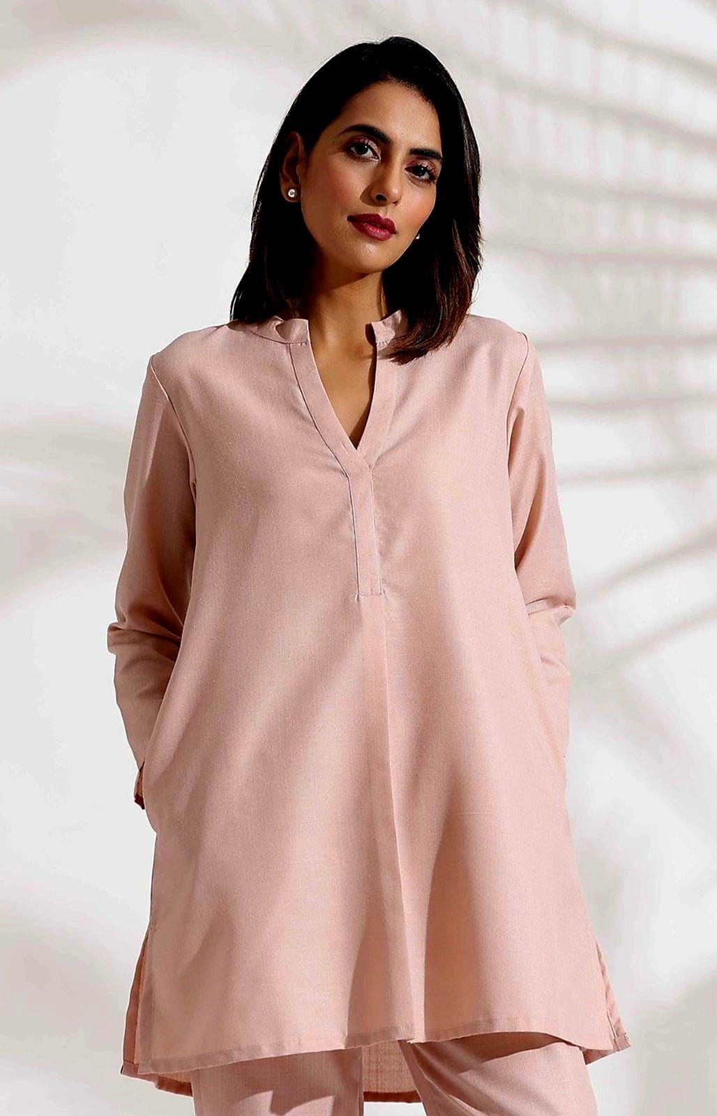 Pretty Pink Short Kurta Outfit-S
