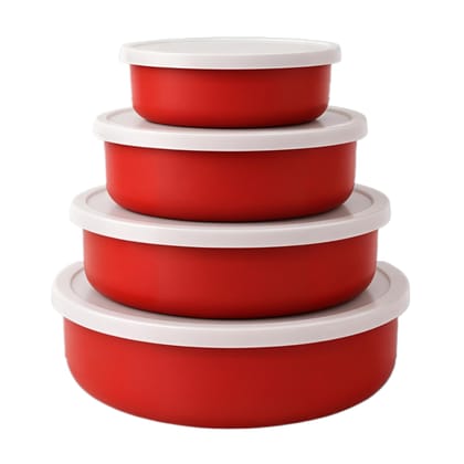 LA'FORTE Stainless Steel Utility Container - 800 ml, 550 ml, 350 ml, 180 ml LA'FORTE Stainless Steel Utility Container - 800 ml, 550 ml, 350 ml, 180 ml - Red