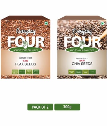 Everyday Four Raw Flax (Alsi) 150g + Raw Chia Seeds 150g | Combo Pack |