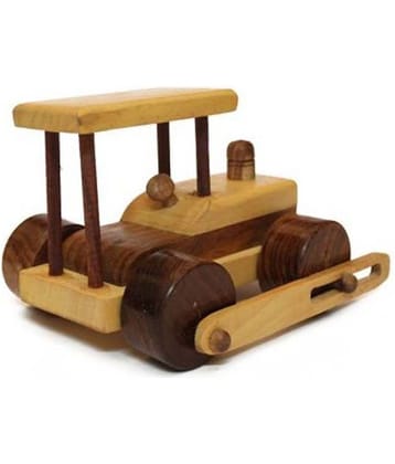 BuzyKart Beautiful Wooden Classical Side Wheel Road Roller Toy Cum Showpiece