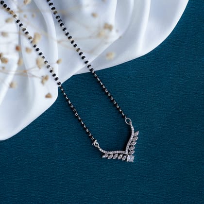Cherished Threads Rhodium Mangalsutra-White / Rhodium / 18"