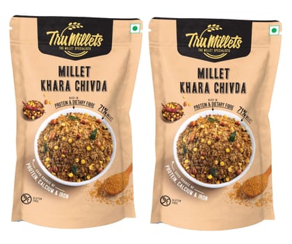 Trumillets Healthy Millet Snack for Kodo Millet Khara Chivda | Indian Masala Crispy Namkeen | Healthy And Hygienic Snacks | High Protein & Fiber Snack | No Preservative (Each 125 Gm Pack of 2)
