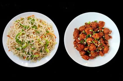Veg Fried Rice With Veg Manchurian
