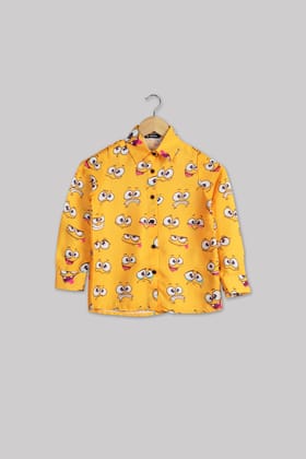 Trendy Emoji Shirt For Girls-1 Year / Golden Yellow
