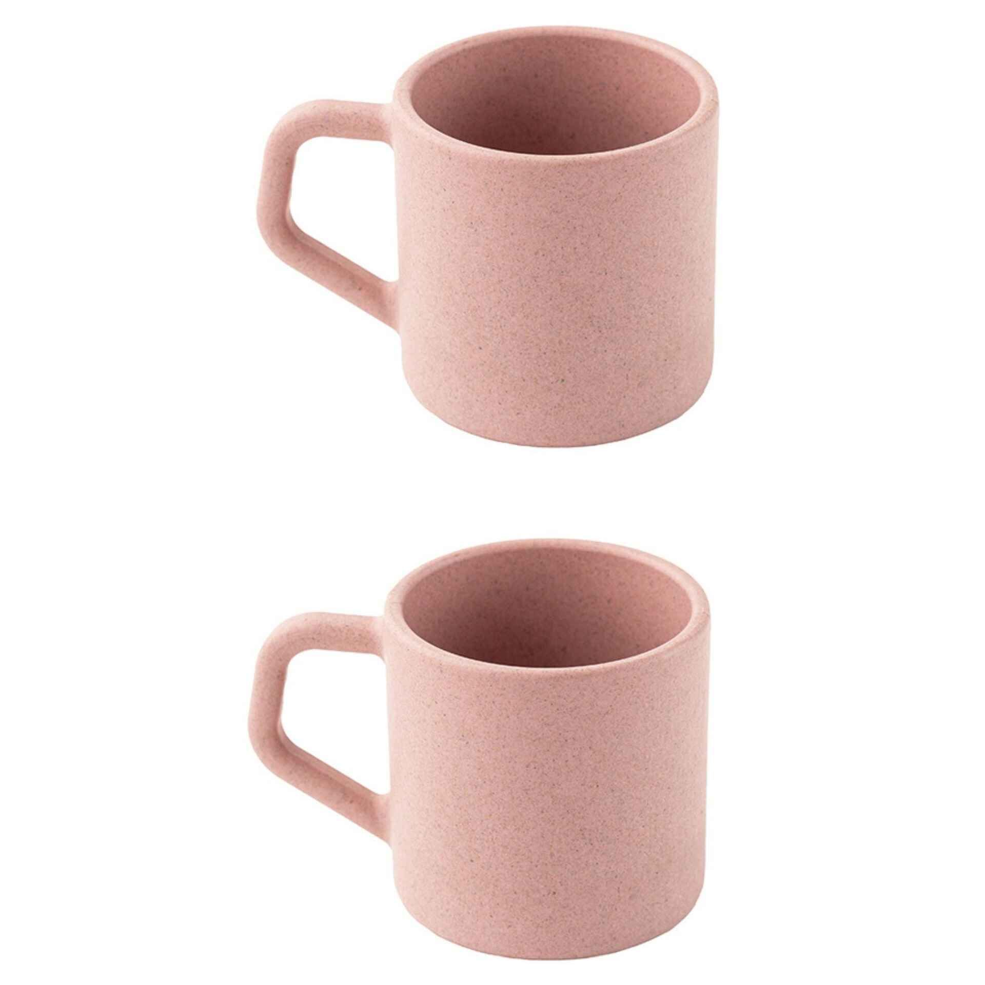 Rice Husk And Bamboo Fiber Cute Coffee Mugs-PLUSH PINK / OF 2