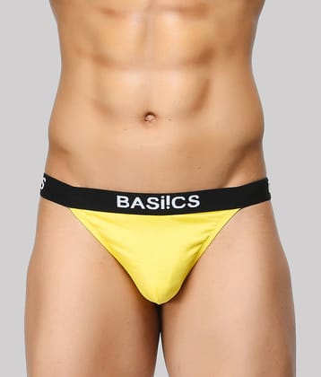 BASIICS By La Intimo Pack of 1 Spandex Thongs For Men's ( Yellow )