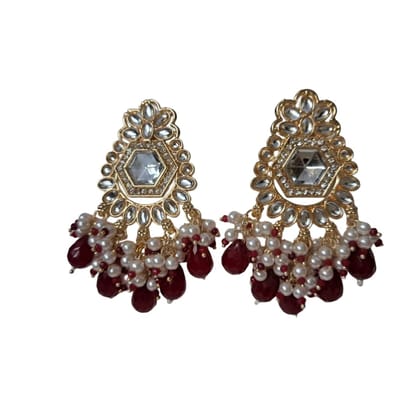 Anvaya Collection Oxidized Earrings with Maroon Beads and Pearls � Ethnic Wedding Jewelry for Women