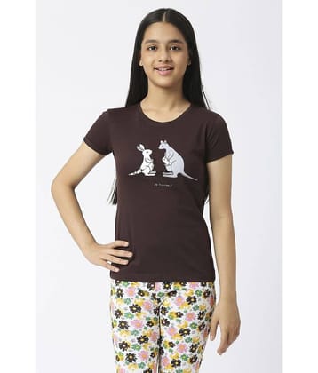 Sini Mini Pack of 1 Girls 100% Cotton T-Shirt ( Brown )