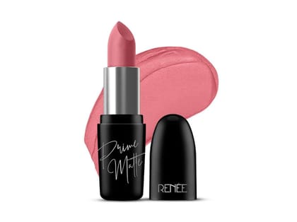 RENEE Prime Matte Lipstick - Lightweight & Long-Lasting Formula, Creamy Matte Finish, One Swipe Application, Non-Drying, Vitamin E Infused, 4.5Gm - Hazelnut Nude
