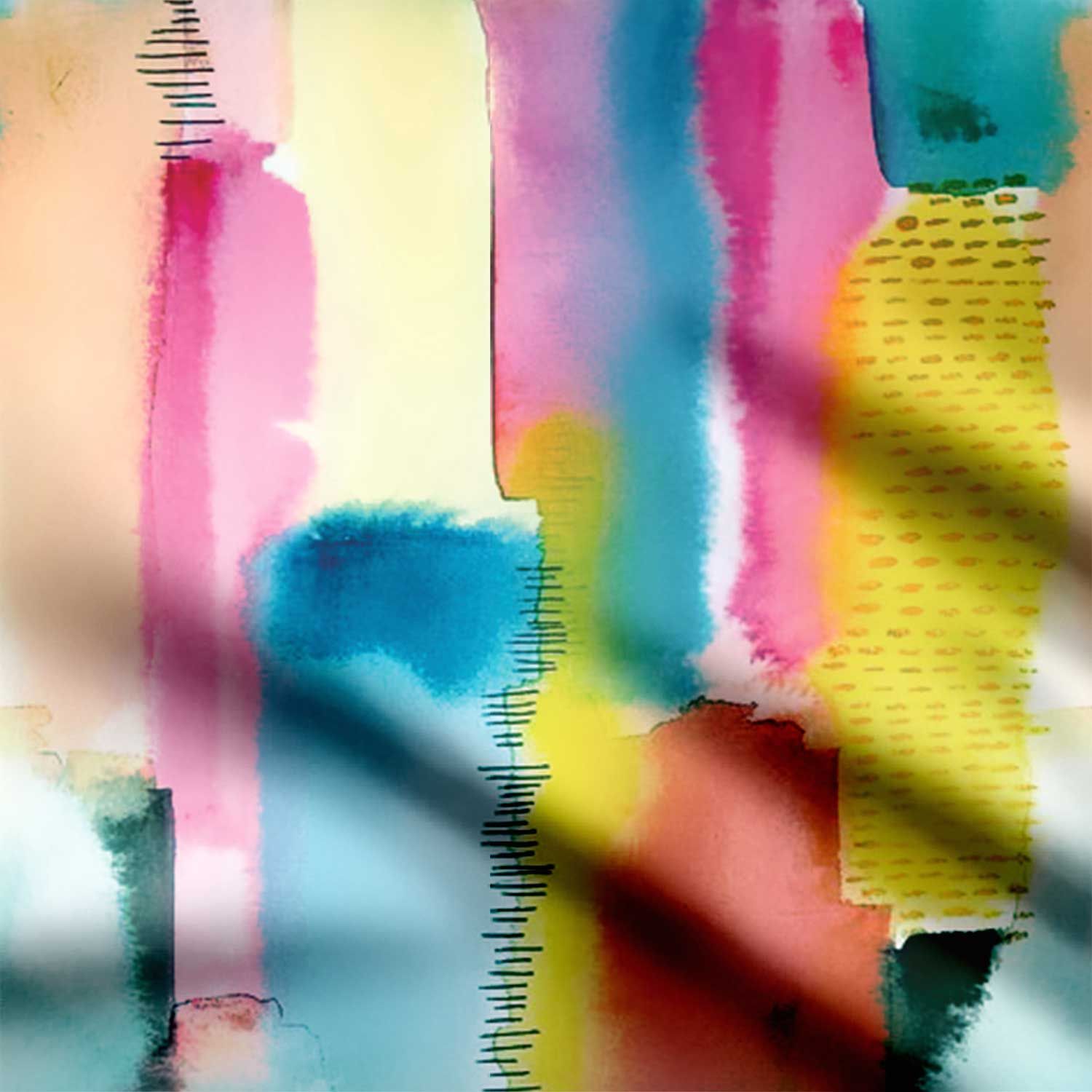 Color Stoke Print Fabric-Cotton