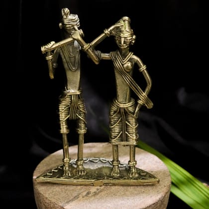 Tribal Radha Krishna Sculpture in Dhokra Craft