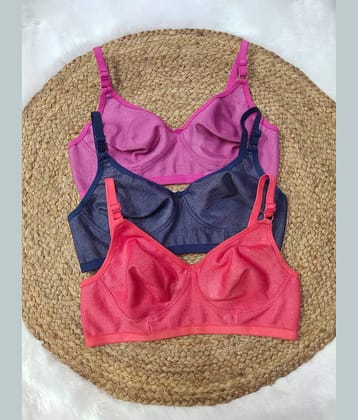 love girl Pack of 3 Lycra Non Padded Everyday Bra For Women ( Multicolor3 )