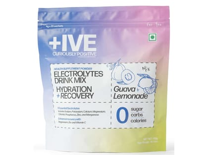 Curiously  +IVE Electrolytes Drink Mix - Assorted Flavour Pack(Lemonade + Guava) 80gm| Zero Sugar, Zero Carbs, Zero Calories, Hydration + Recovery Supplement