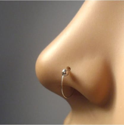 Gold-Plated, Rhodium Plated Brass, Metal, Alloy, Stone Nose Ring One Boll Silver Pack of 1
