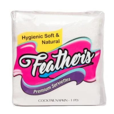 Feathers Cocktail Napkin (270x300mm) - 1Ply