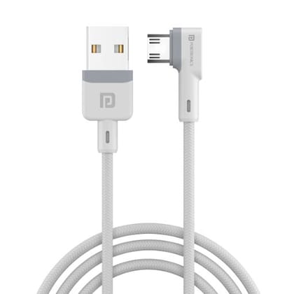 Portronics Konnect L 8-Pin USB, Charge & Sync Function, Nylon Braided, 1.2-Meter Long, Safe & Reliable (White)