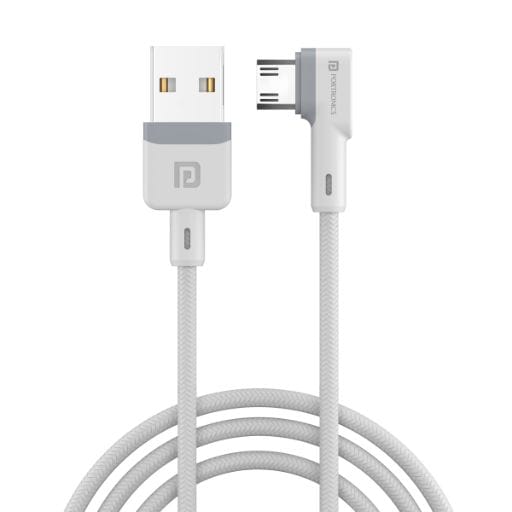 Portronics Konnect L 8-Pin USB, Charge & Sync Function, Nylon Braided, 1.2-Meter Long, Safe & Reliable (White)