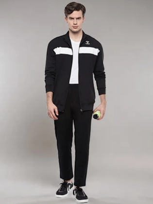 Griz Men's All weather Regular Fit Track Suit with Zipper and Pockets Comfortable Breathable Stretchable Soft Fabric For Everyday Use Ideal for Gym Training or Running Loungwear - S / Black / Black