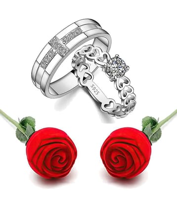 FASHION FRILL - Silver Couple Ring ( Pack of 2 )