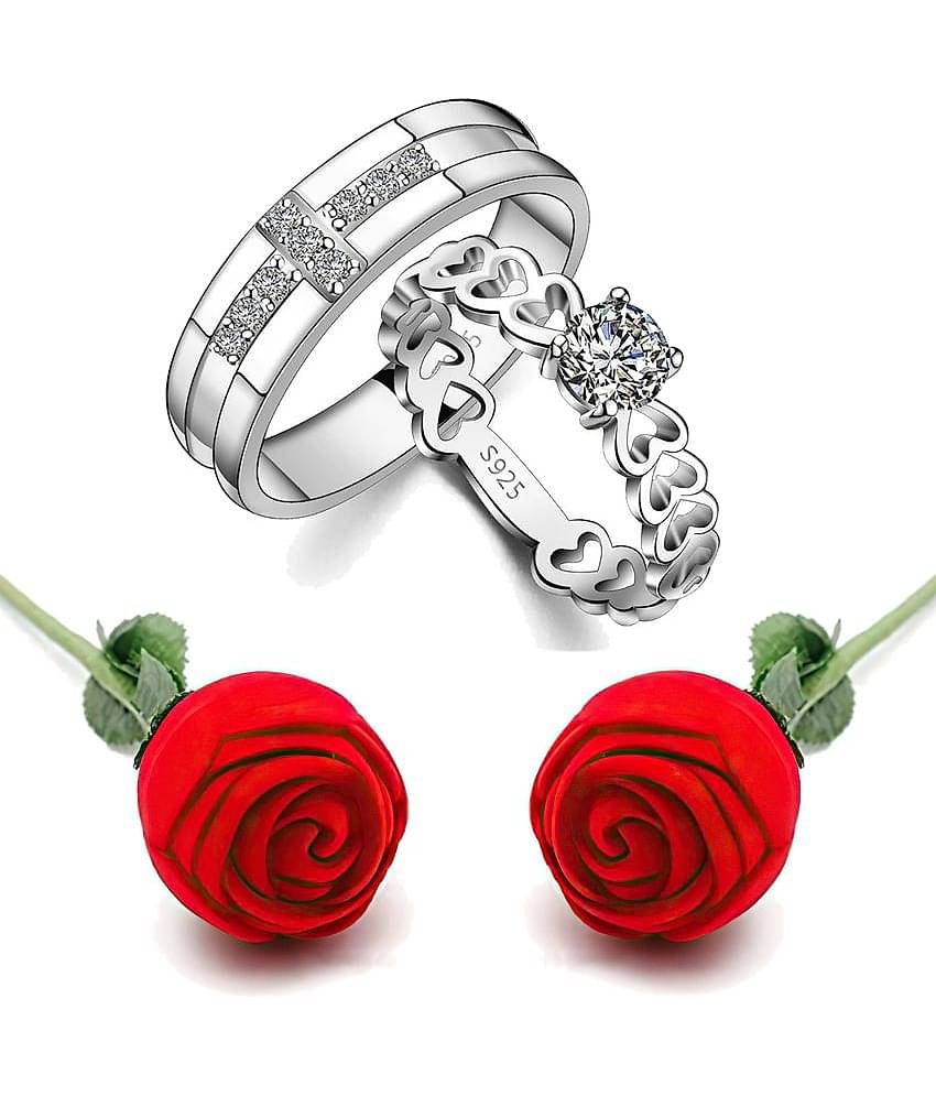 FASHION FRILL - Silver Couple Ring ( Pack of 2 )