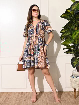 Absract Flare Dress-XXL / Multi