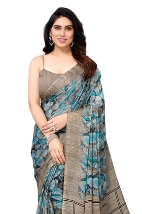 Women's Chiffon Floral Printed Saree with Blouse Piece