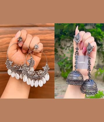 Samridhi DC Silver Drop Earrings ( Pack of 2 )