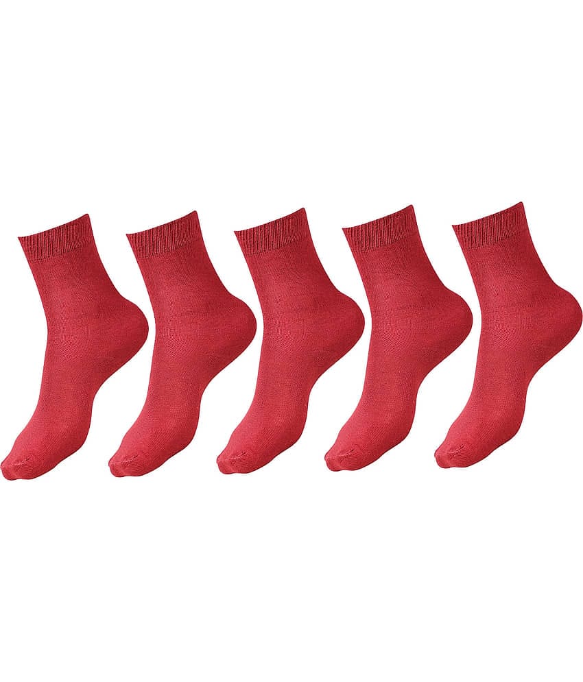 Dollar - Maroon Cotton Boy's School Socks ( Pack of 5 )