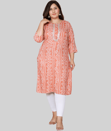 miravan - Peach Rayon Women's Straight Kurti ( Pack of 1 )