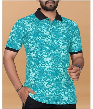 KAJARU Pack of 1 Polyester Regular Fit Printed Half Sleeves Men's Polo T Shirt ( Navy Blue )
