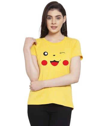 Women's Cotton Blend Graphic Print Printed T Shirt M (Yellow)