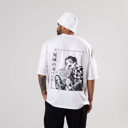 Demonslayer Hashira Oversized T-Shirt-S / White / 240 GSM (100% Cotton)