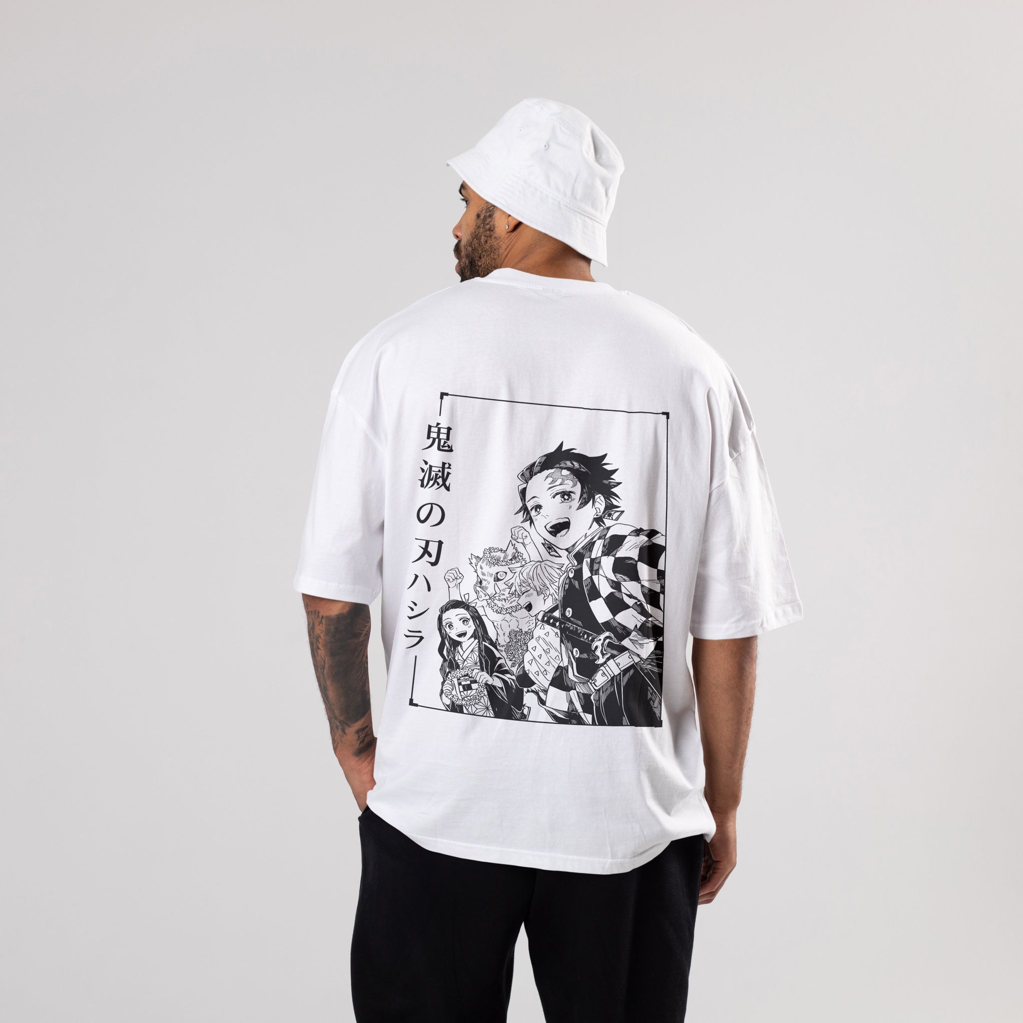 Demonslayer Hashira Oversized T-Shirt-S / White / 240 GSM (100% Cotton)