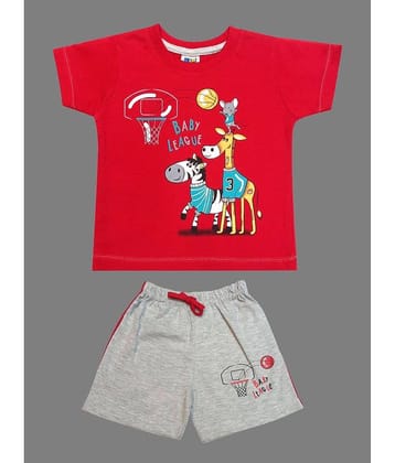 Kideon Pack of 1 Baby Boys Cotton T-Shirt & Shorts ( Red )