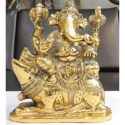 Aluminium Showpiece Ganesh Ji, Height : 8 Inch (ASMAS502 G)