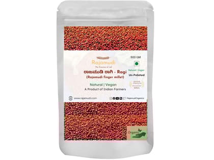 Rajamudi Organics Finger Millet Whole Grain. Raagi Unpolished - 500 Gram