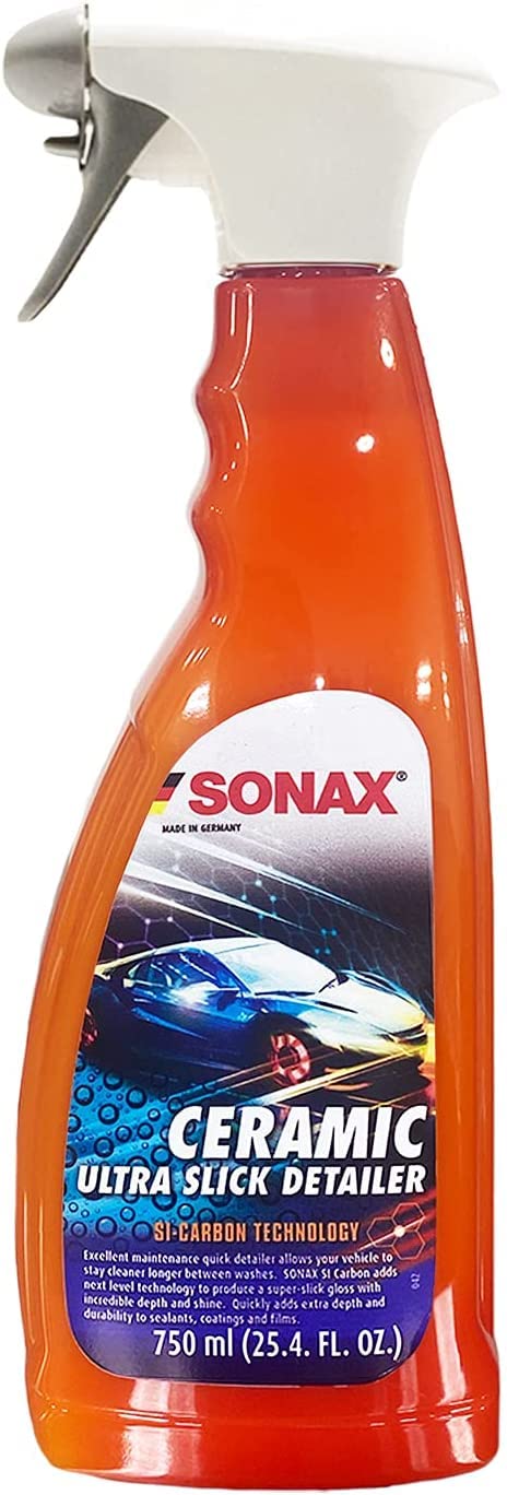 Sonax Ceramic Ultra Slick Detailer | Si-Carbon Technology | Protects Against Dirt, Bugs, Road Grime, Salt, Harmful UV Rays and Water Spots - 750ml White