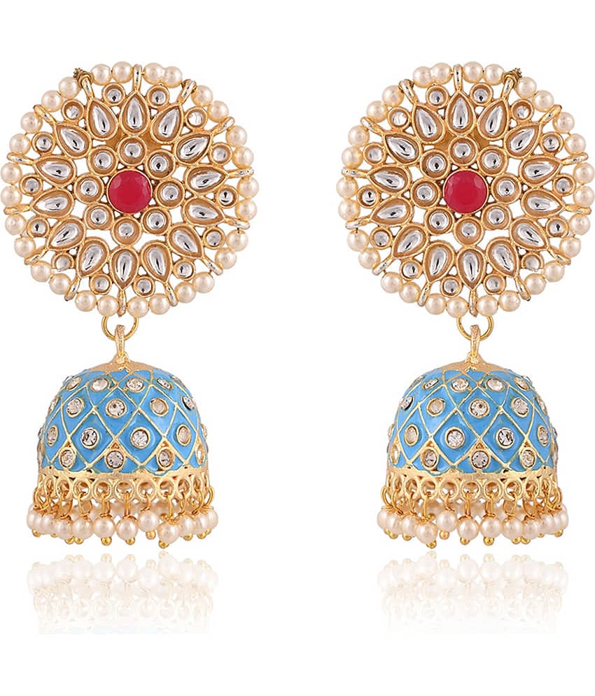 VIRAASI - Blue Jhumki Earrings ( Pack of 1 )