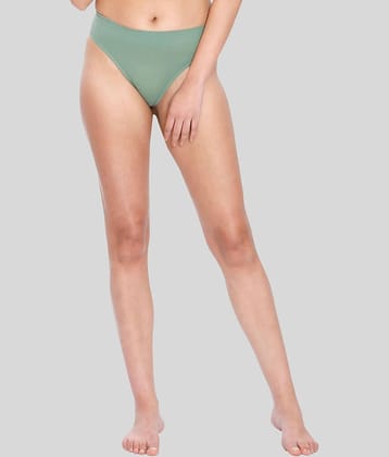 ILRASO Poly Cotton Solid Women's Bikini ( Green )