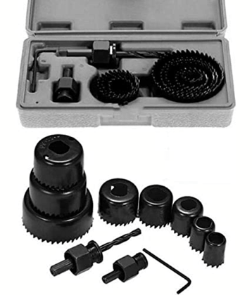 AK® Hole Saw Set 11 Pieces 3/4" - 2-1/2" Hole Saw Kit with Hex Key and Mandrels for Wood, PVC Board, Plastic Plate Drilling