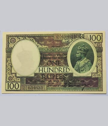 Extreme Rare 100 Rupee British India King George V Note Signed By H Denning