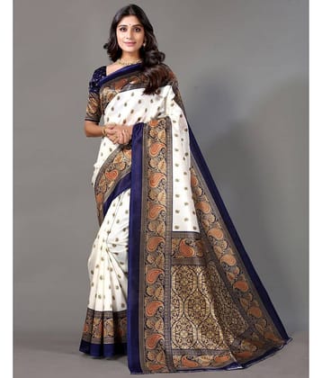 Kanooda Prints Art Silk Printed Saree With Unstitched Blouse Piece ( Red )