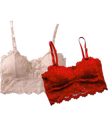 Kamini Pack of 2 Lace Lightly Padded Bralette Bra For Women ( Multicolor1 )