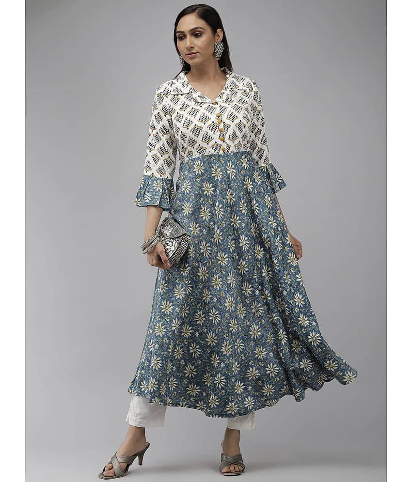 Yash Gallery Rayon Printed Anarkali Women's Kurti - Multicolor ( Pack of 1 )